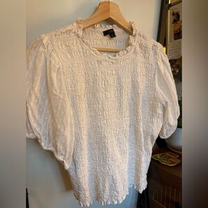 J. Crew XL White Textured Blouse